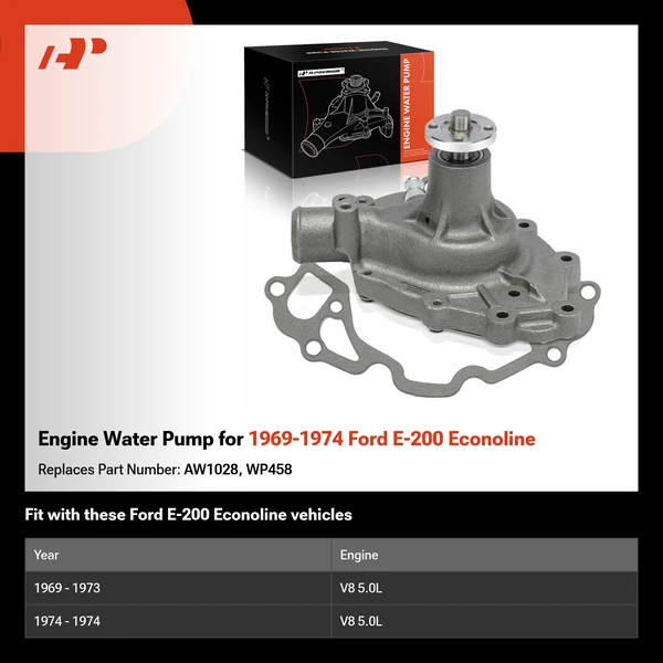 Engine Water Pump for 1969-1974 Ford E-200 Econoline
