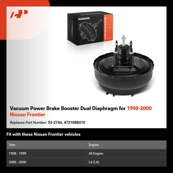 Vacuum Power Brake Booster Dual Diaphragm for 1998-2000 Nissan Frontier