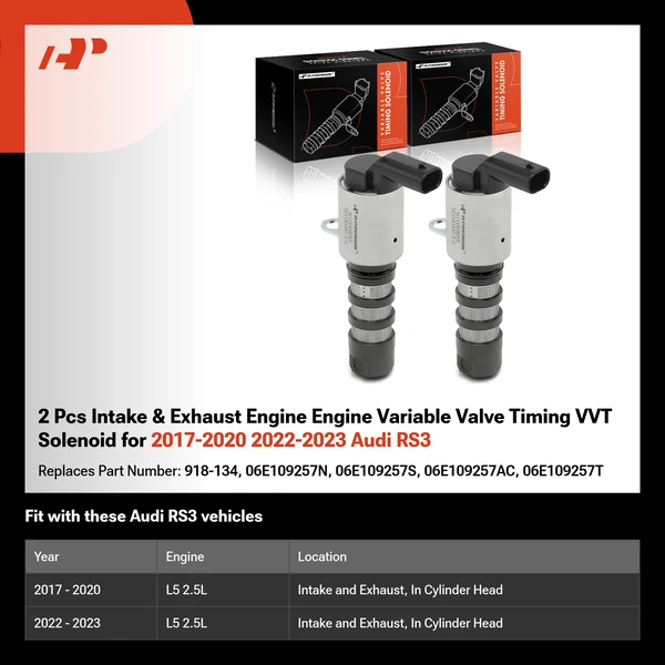 2 Pcs Intake & Exhaust Engine Engine Variable Valve Timing VVT Solenoid for 2017-2020 2022-2023 Audi RS3