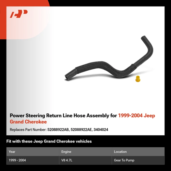 Power Steering Return Line Hose Assembly for 1999-2004 Jeep Grand Cherokee