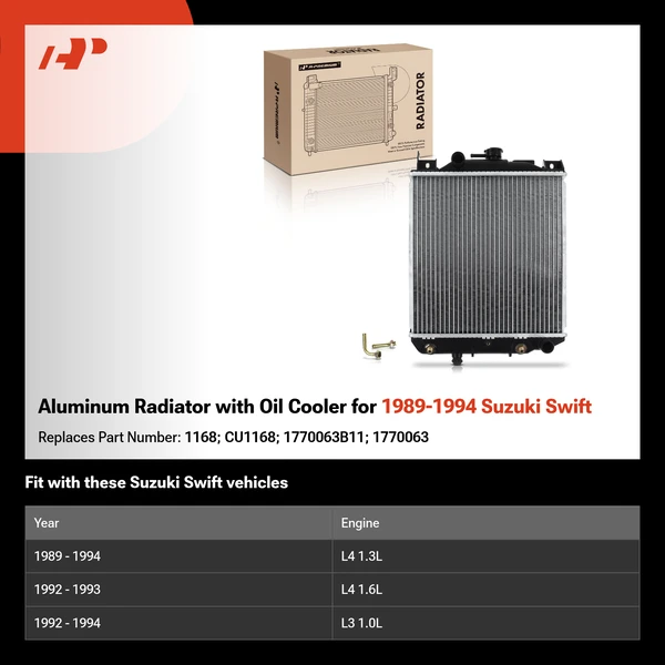 Aluminum Radiator with Oil Cooler for 1989-1994 Suzuki Swift