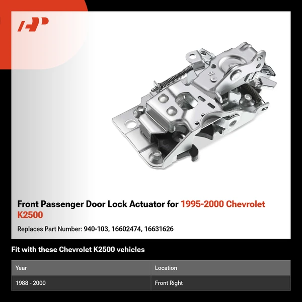 Front Passenger Door Lock Actuator for 1995-2000 Chevrolet K2500