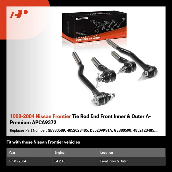 1998-2004 Nissan Frontier Tie Rod End Front Inner & Outer A-Premium APCA9372