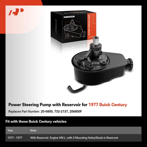 Power Steering Pump with Reservoir for 1977 Buick Century