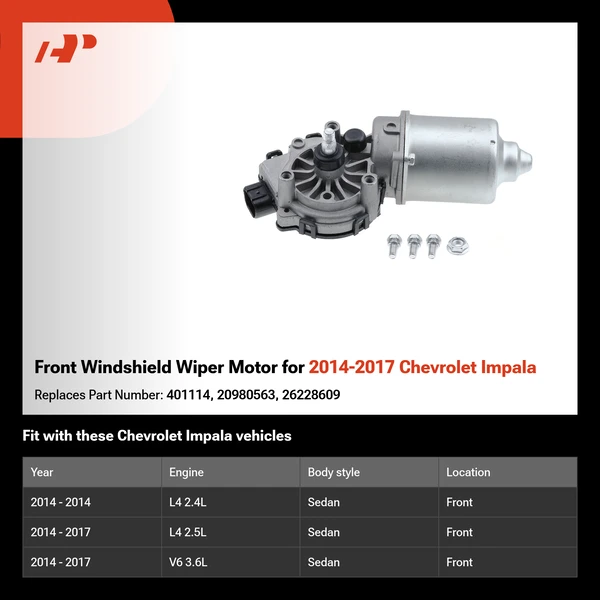 Front Windshield Wiper Motor for 2014-2017 Chevrolet Impala