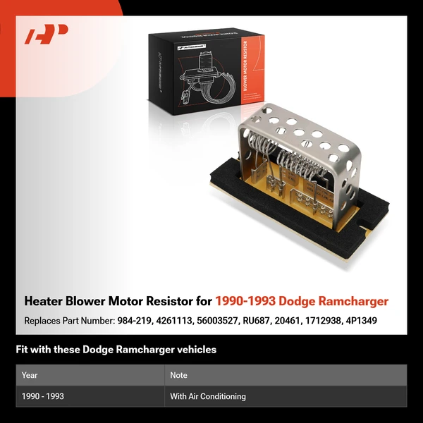 Heater Blower Motor Resistor for 1990-1993 Dodge Ramcharger