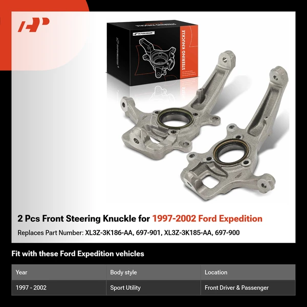 2 Pcs Front Steering Knuckle for 1997-2002 Ford Expedition