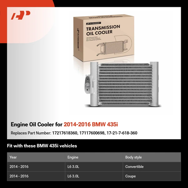 Engine Oil Cooler for 2014-2016 BMW 435i