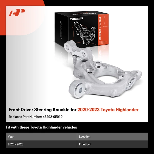 Front Driver Steering Knuckle for 2020-2023 Toyota Highlander