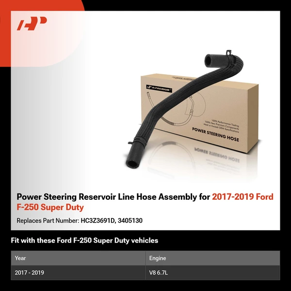 Power Steering Reservoir Line Hose Assembly for 2017-2019 Ford F-250 Super Duty