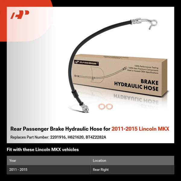 Rear Passenger Brake Hydraulic Hose for 2011-2015 Lincoln MKX