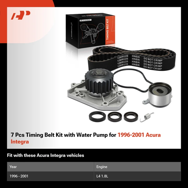 7 Pcs Timing Belt Kit with Water Pump for 1996-2001 Acura Integra