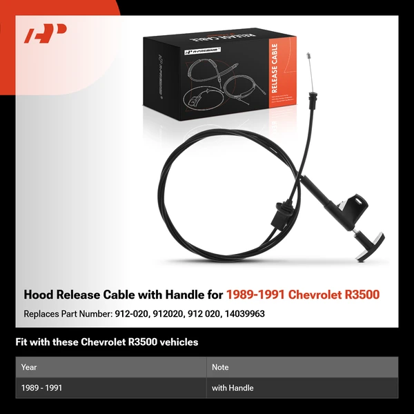 Hood Release Cable with Handle for 1989-1991 Chevrolet R3500
