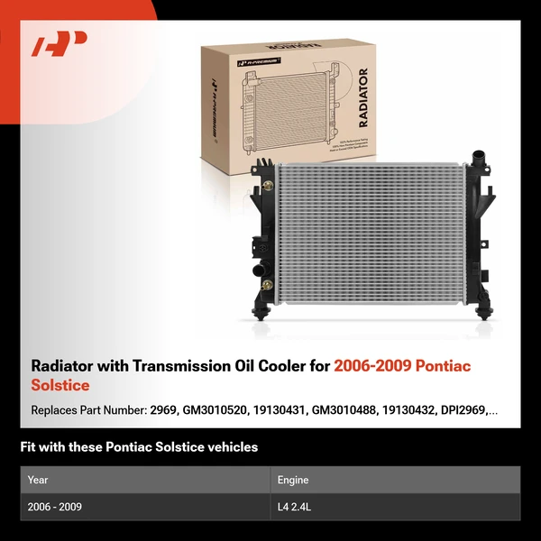 Radiator with Transmission Oil Cooler for 2006-2009 Pontiac Solstice