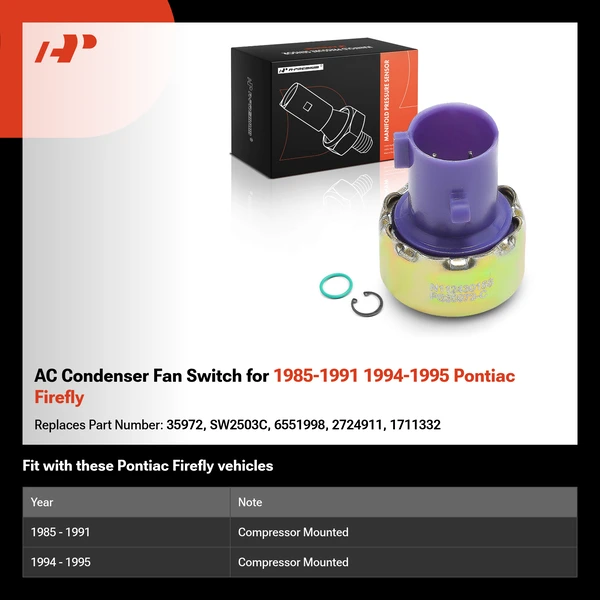 AC Condenser Fan Switch for 1985-1991 1994-1995 Pontiac Firefly