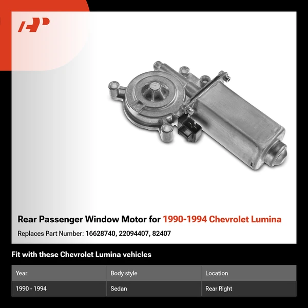 Rear Passenger Window Motor for 1990-1994 Chevrolet Lumina