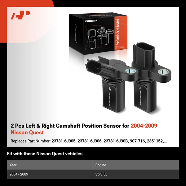 2 Pcs Left & Right Camshaft Position Sensor for 2004-2009 Nissan Quest