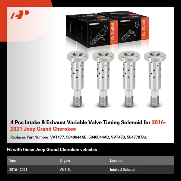 4 Pcs Intake & Exhaust Variable Valve Timing Solenoid for 2016-2021 Jeep Grand Cherokee