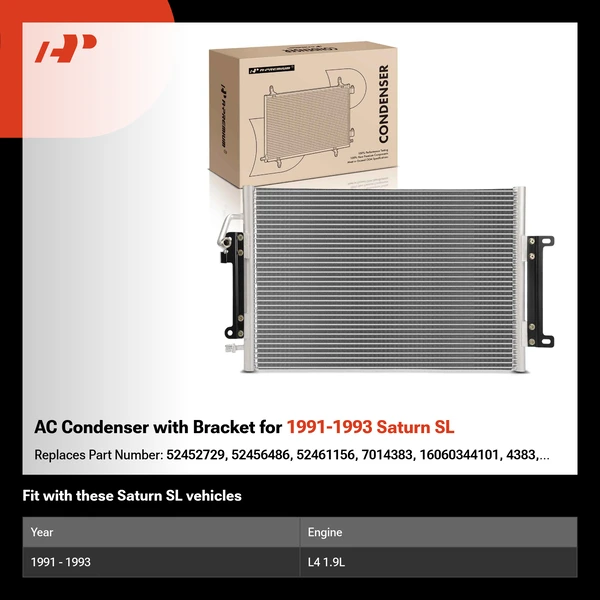 AC Condenser with Bracket for 1991-1993 Saturn SL