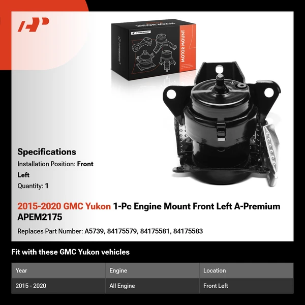 2015-2020 GMC Yukon 1-Pc Engine Mount Front Left A-Premium APEM2175