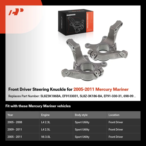 Front Driver Steering Knuckle for 2005-2011 Mercury Mariner