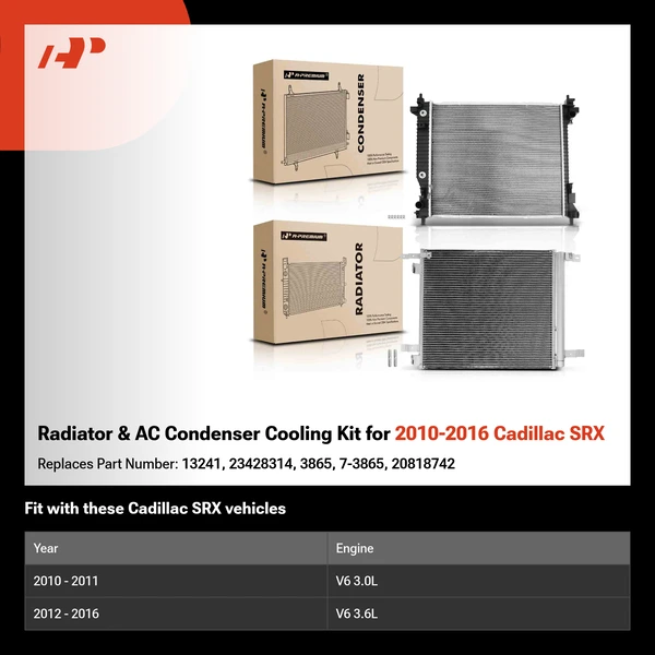 Radiator & AC Condenser Cooling Kit for 2010-2016 Cadillac SRX