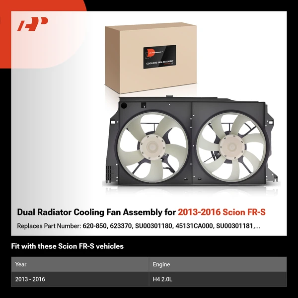 Dual Radiator Cooling Fan Assembly for 2013-2016 Scion FR-S