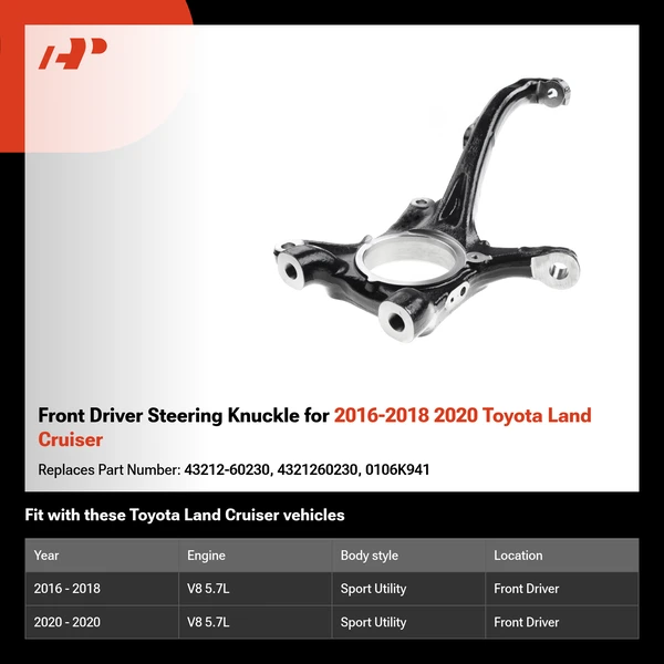 Front Driver Steering Knuckle for 2016-2018 2020 Toyota Land Cruiser