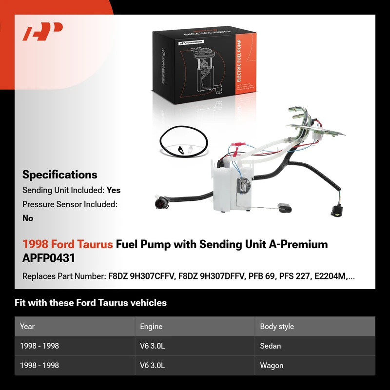 1998 Ford Taurus Fuel Pump with Sending Unit A-Premium APFP0431