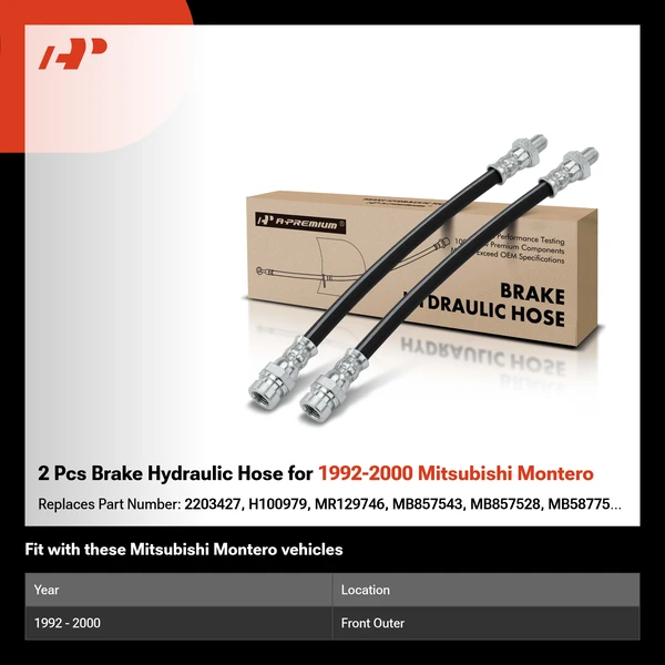 2 Pcs Brake Hydraulic Hose for 1992-2000 Mitsubishi Montero