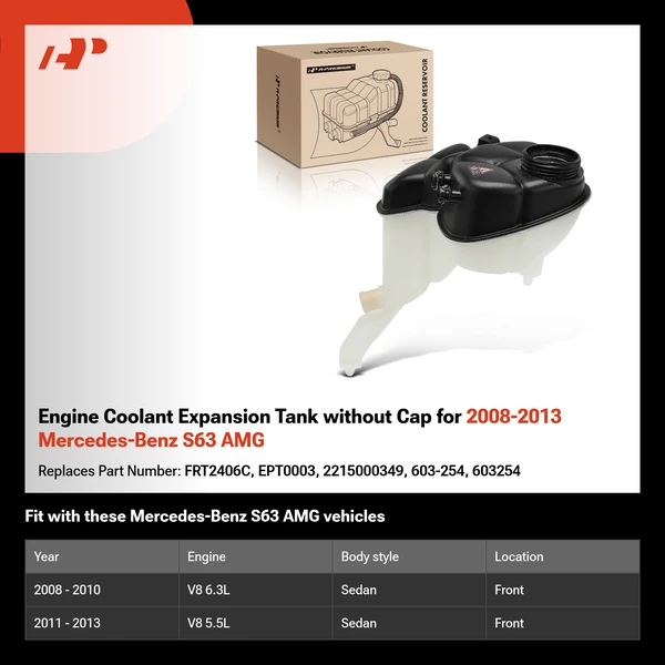 Engine Coolant Expansion Tank without Cap for 2008-2013 Mercedes-Benz S63 AMG