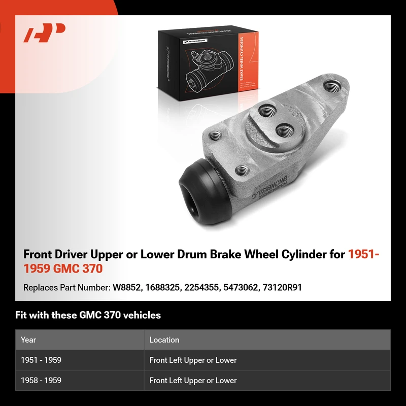 Front Driver Upper or Lower Drum Brake Wheel Cylinder for 1951-1959 GMC 370