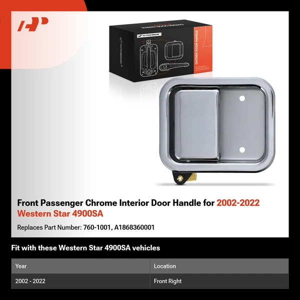 Front Passenger Chrome Interior Door Handle for 2002-2022 Western Star 4900SA