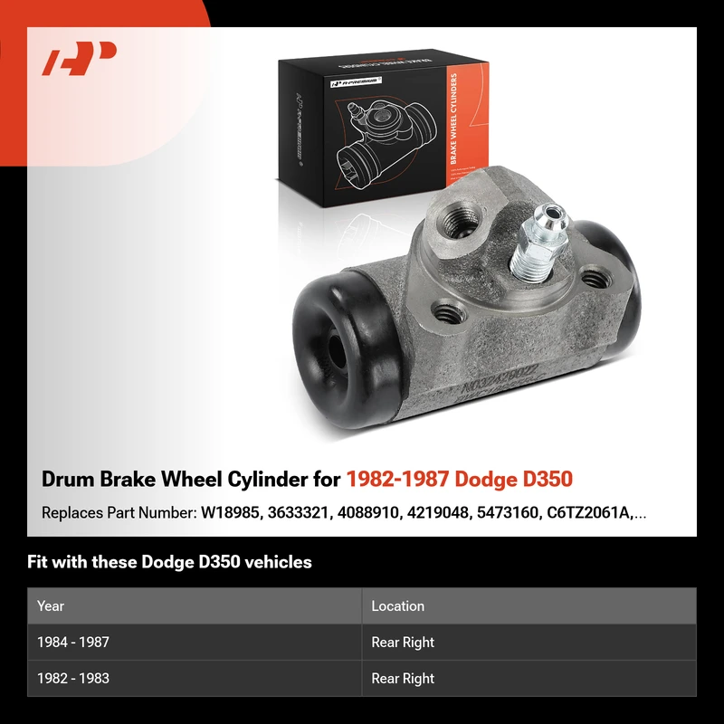 Drum Brake Wheel Cylinder for 1982-1987 Dodge D350