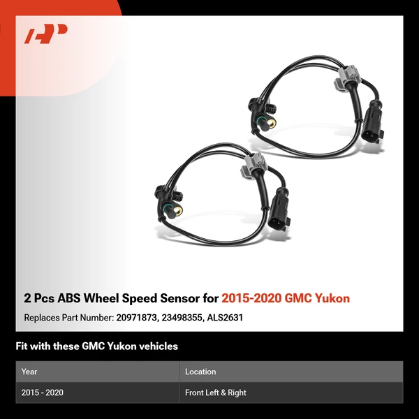 2 Pcs ABS Wheel Speed Sensor for 2015-2020 GMC Yukon