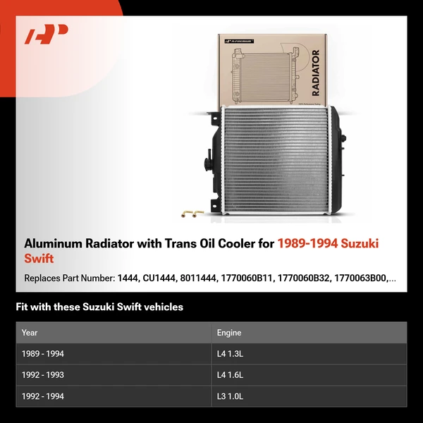 Aluminum Radiator with Trans Oil Cooler for 1989-1994 Suzuki Swift