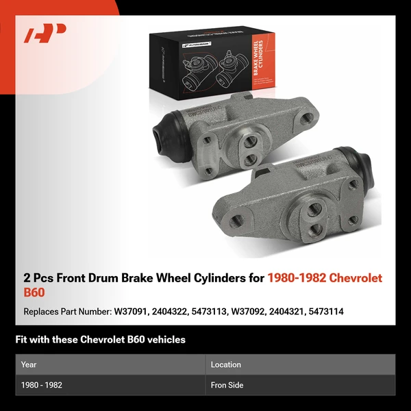 2 Pcs Front Drum Brake Wheel Cylinders for 1980-1982 Chevrolet B60