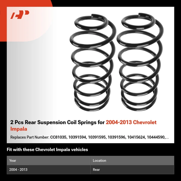 2 Pcs Rear Suspension Coil Springs for 2004-2013 Chevrolet Impala
