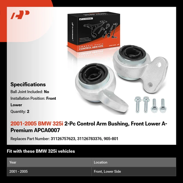 2001-2005 BMW 325i 2-Pc Control Arm Bushing, Front Lower A-Premium APCA0007
