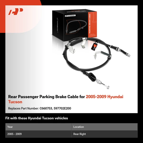 Rear Passenger Parking Brake Cable for 2005-2009 Hyundai Tucson