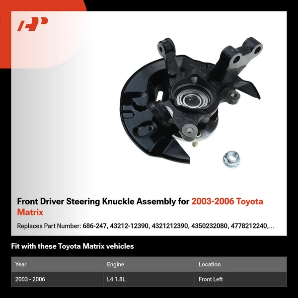 Front Driver Steering Knuckle Assembly for 2003-2006 Toyota Matrix