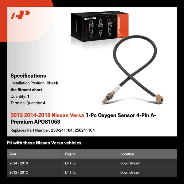 2012 2014-2018 Nissan Versa 1-Pc Oxygen Sensor 4-Pin A-Premium APOS1053