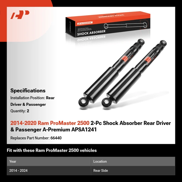 2014-2020 Ram ProMaster 2500 2-Pc Shock Absorber Rear Driver & Passenger A-Premium APSA1241
