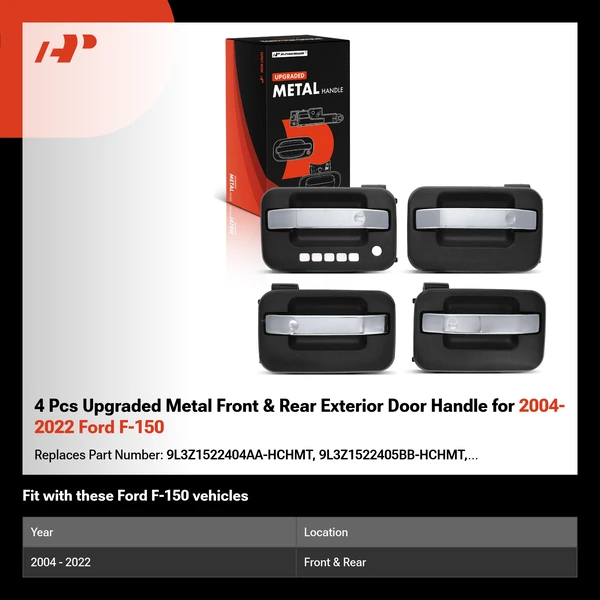 4 Pcs Upgraded Metal Front & Rear Exterior Door Handle for 2004-2022 Ford F-150