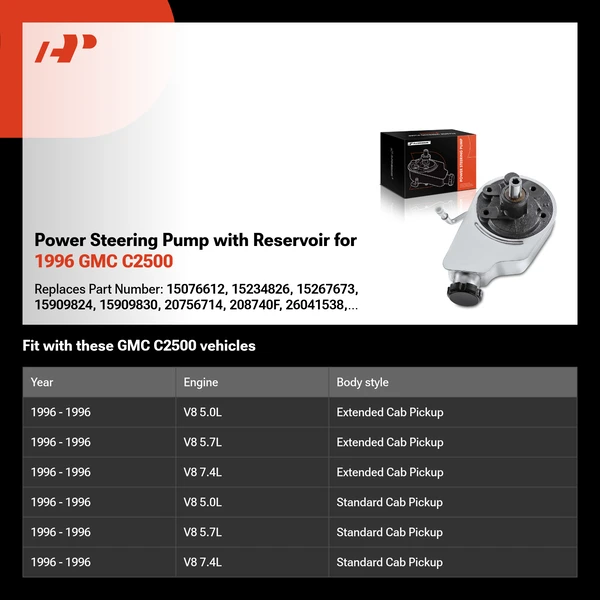 Power Steering Pump with Reservoir for 1996 GMC C2500