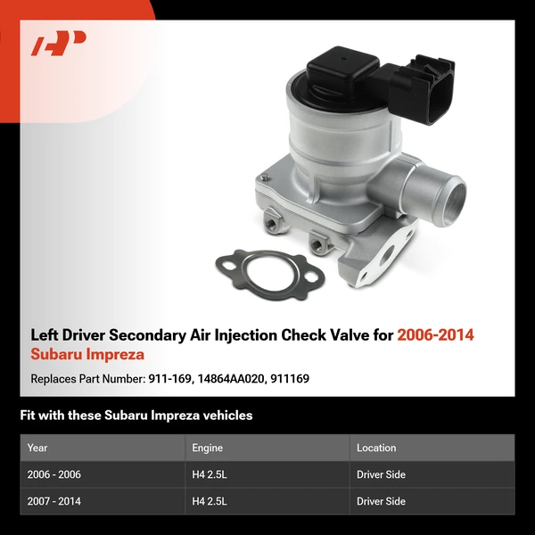 Left Driver Secondary Air Injection Check Valve for 2006-2014 Subaru Impreza