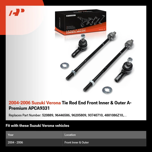 2004-2006 Suzuki Verona Tie Rod End Front Inner & Outer A-Premium APCA9331