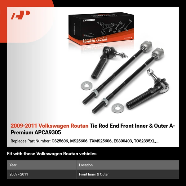 2009-2011 Volkswagen Routan Tie Rod End Front Inner & Outer A-Premium APCA9305