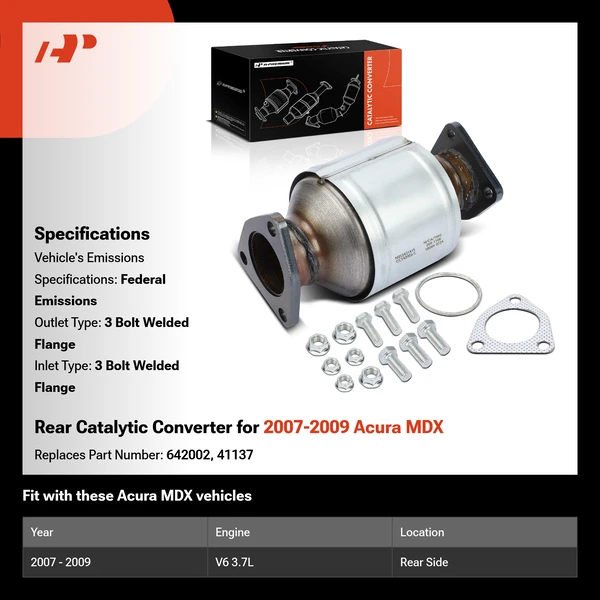 Rear Catalytic Converter for 2007-2009 Acura MDX