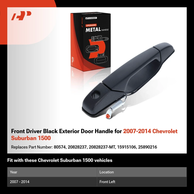 Front Driver Black Exterior Door Handle for 2007-2014 Chevrolet Suburban 1500